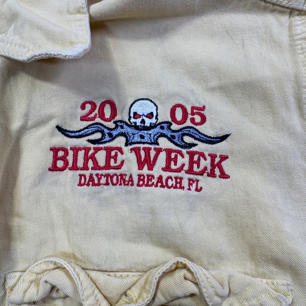 Biker Design 2005‎ Daytona Beach Bike Week Sleeveless Shirt Mens Large Yellow L - Picture 5 of 8